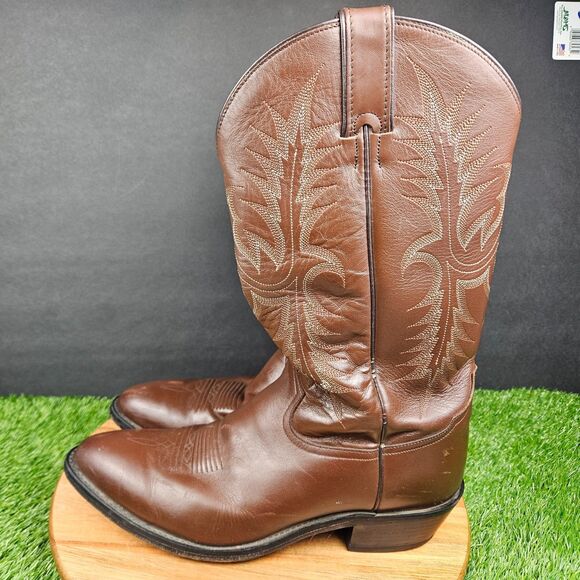 Vintage Tony Lama Mens Western Boots Brown Leather 11 B Riding Rodeo Cowboy main image 5
